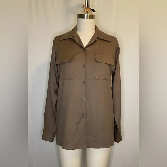 Finicky fox clothing | Doris Women's LS Loop Collar - Brown Size Medium - Picture 3 of 5